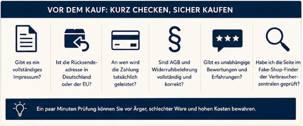 Grafik: Vor dem Kauf bei China fake Shops